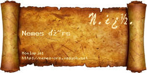 Nemes Örs névjegykártya